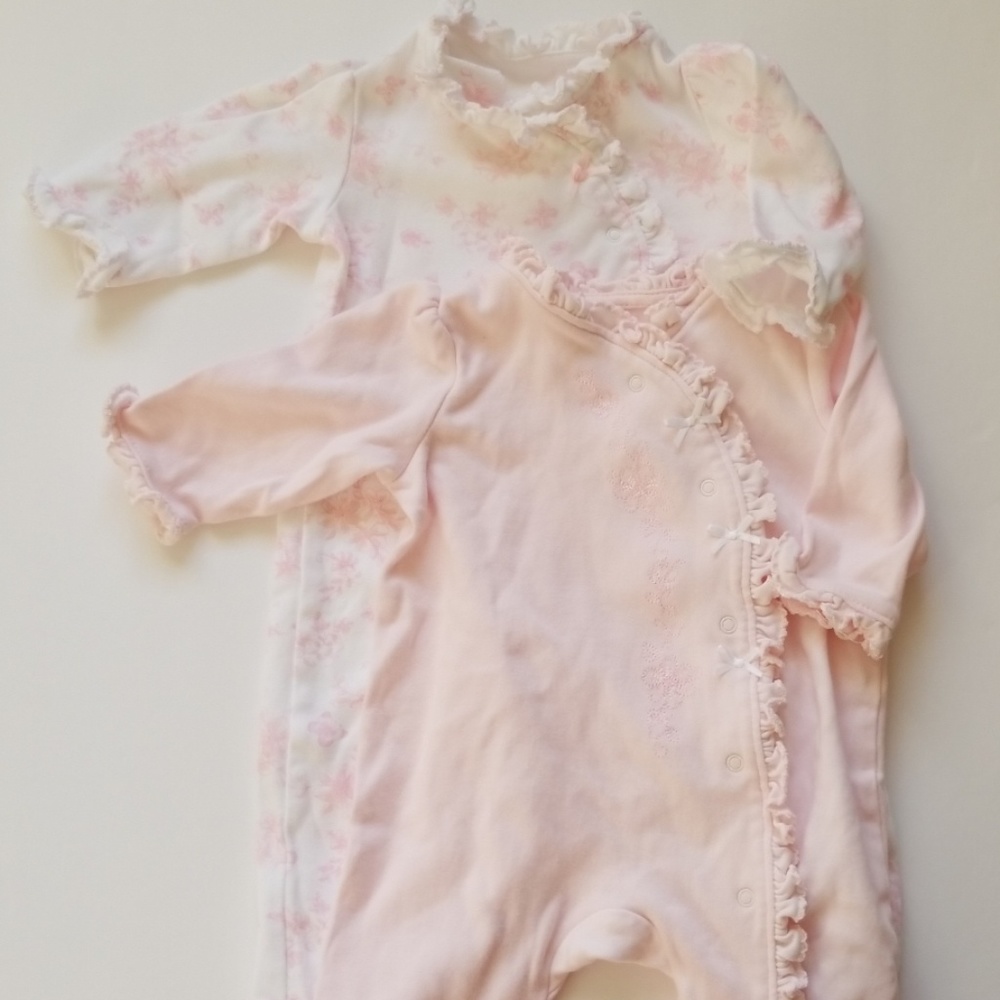 2 Baby girl Little Me footies 6 mos